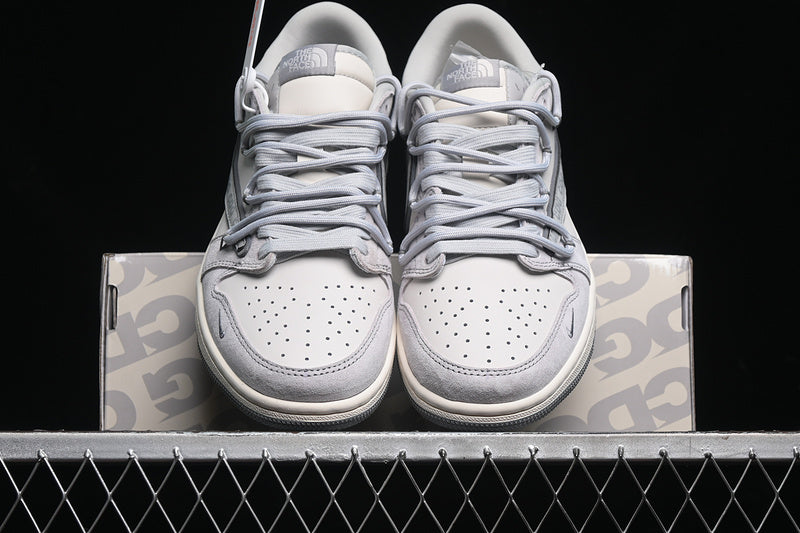 Travis Scott Fragment Design Nike Air Jordan 1 Low The North Face OG SP Grey Sole Grey White Sneakers