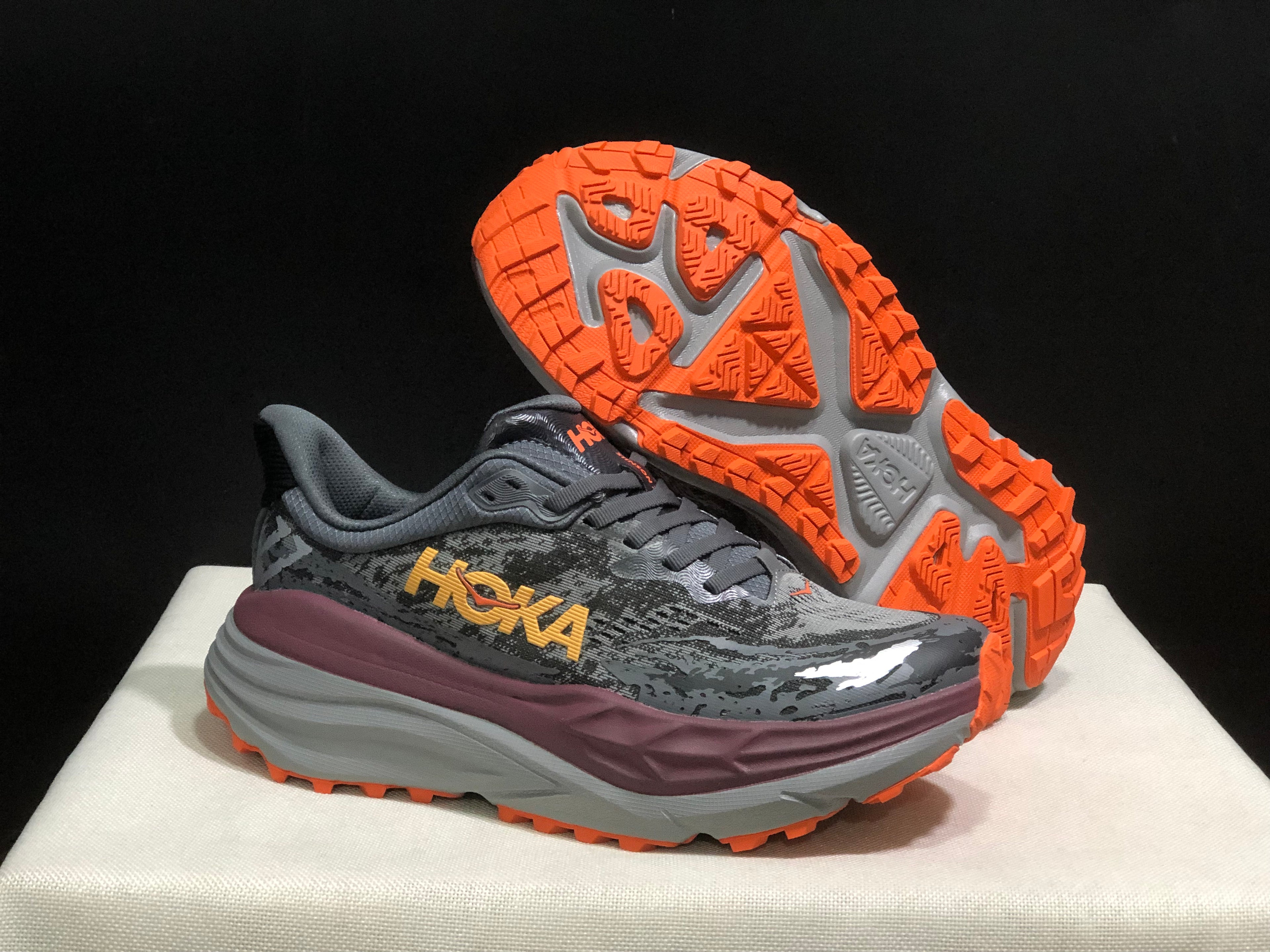 Hoka One One Stinson 7 Comfortable Anti-slip Outdoor Running Shoes Sneakers Gray/Orange