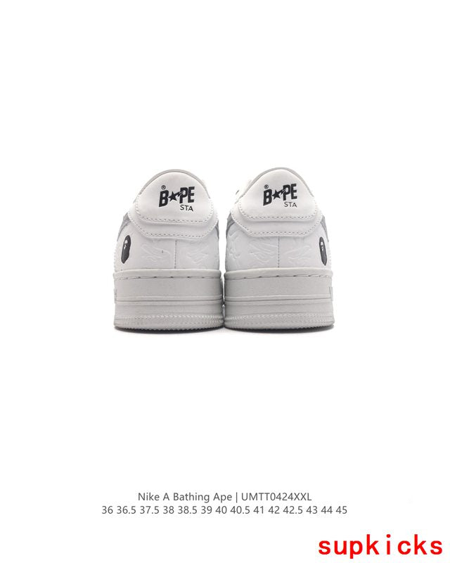 A Bathing Ape Bape Sta Sk8 White And Gray Embossed