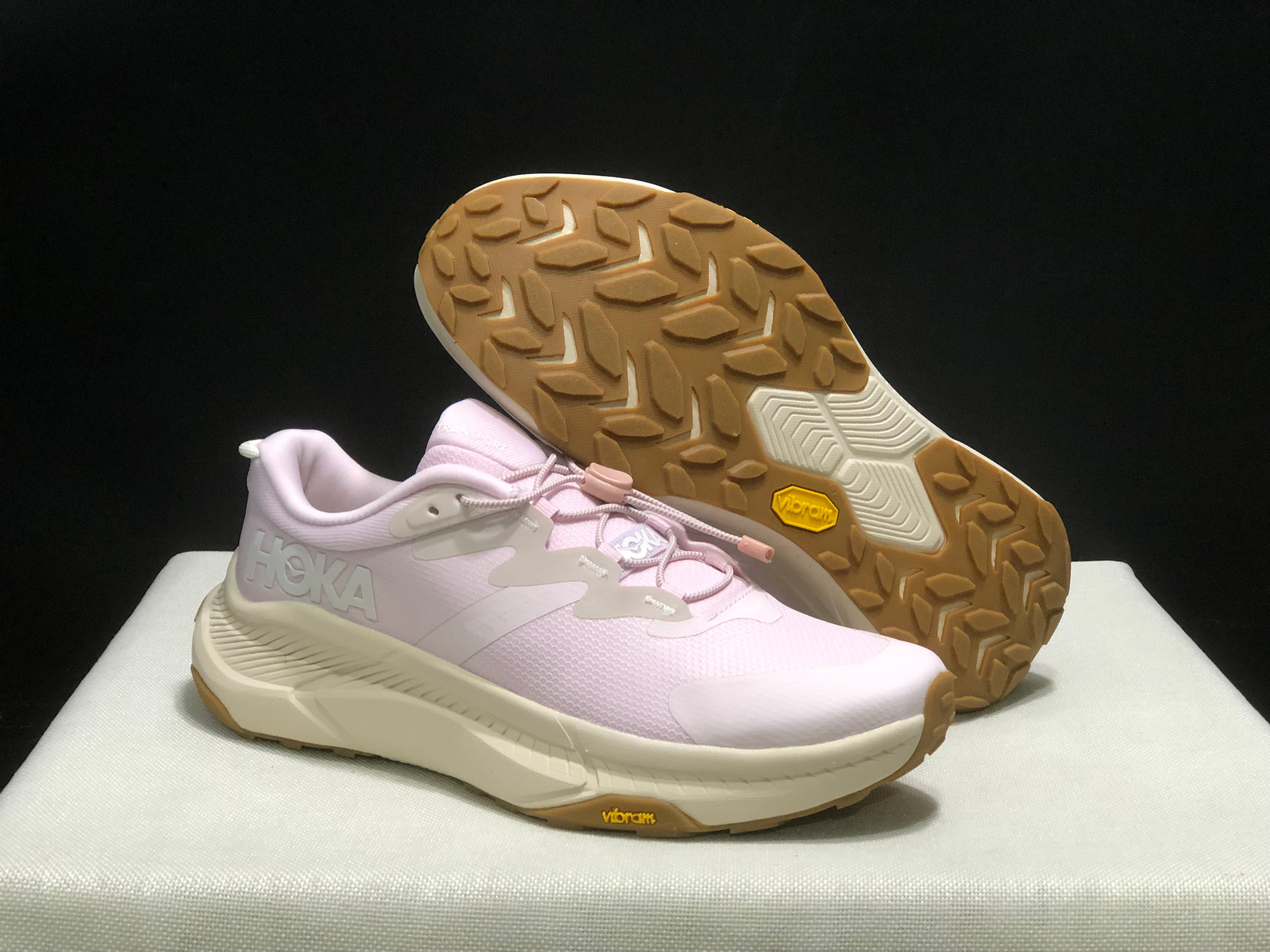 Hoka One One Transport Drawstring Low-top Running Shoes Sneakers Light Pink