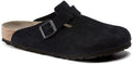 Birkenstock Boston 1023910 Suede Soft Footbed Midnight Black Leather Sandals