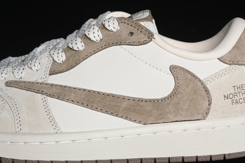 Travis Scott Fragment Design Nike Air Jordan 1 Low OG SP Light Brown Sole White Sneakers