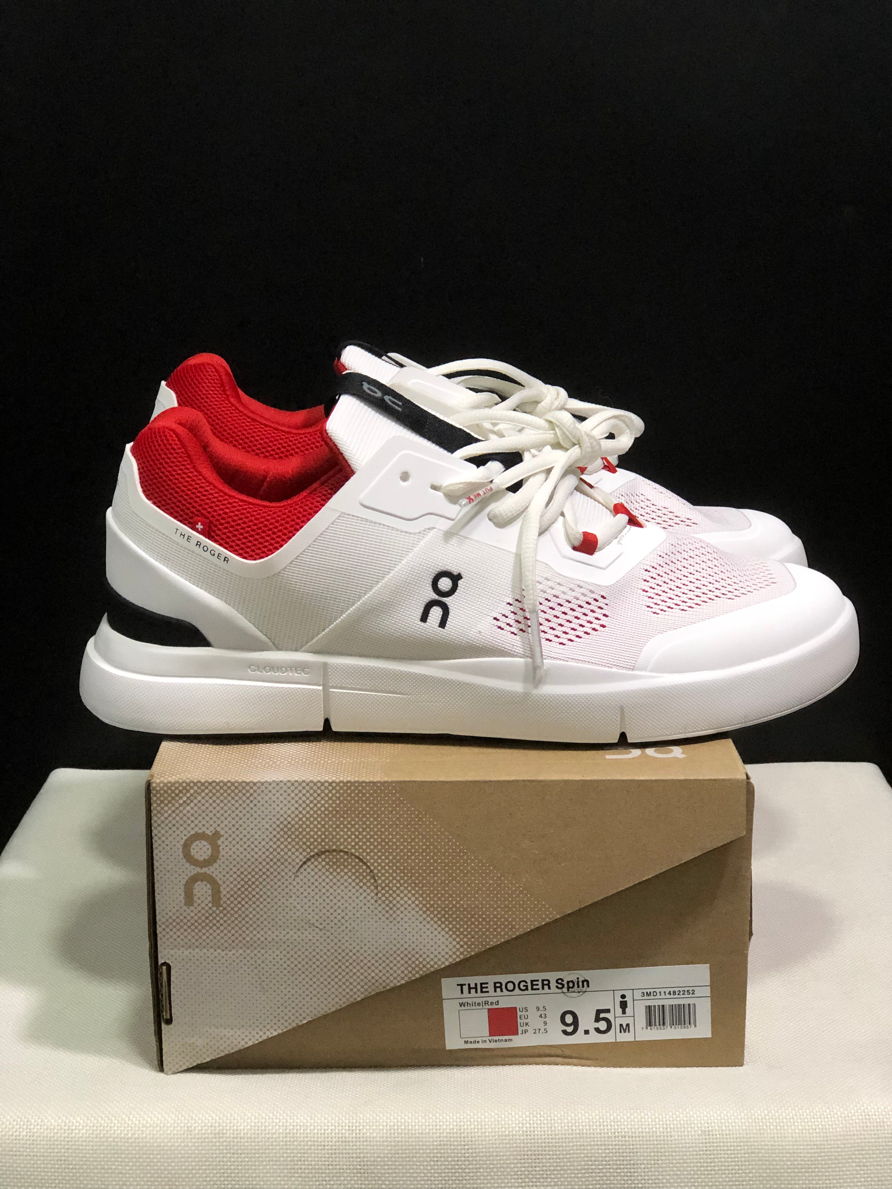 On Running The Roger Spin Breathable Mesh Sneakers White/Red