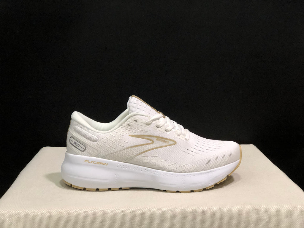 Brooks Glycerin GTS 20 Shock-absorbing Wear-resistant Running Shoes White