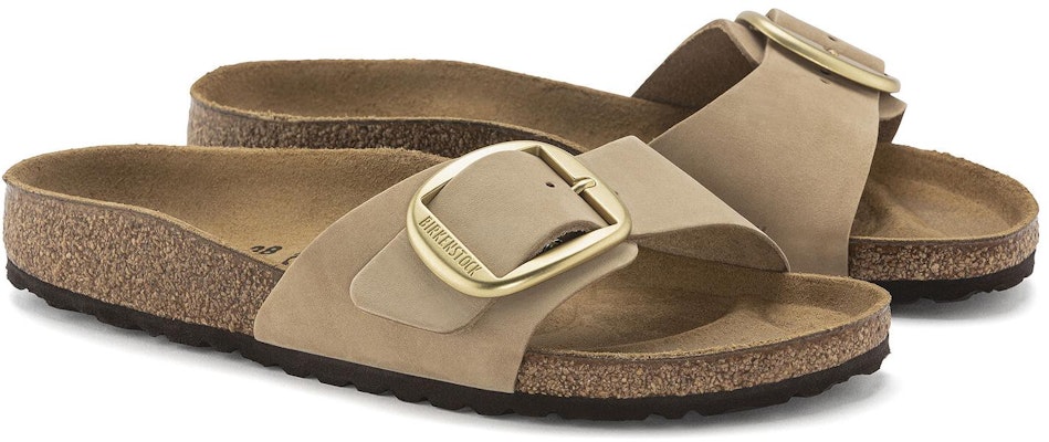 Birkenstock Madrid Big Buckle Nubuck Leather 1024009 Narrow Fit Sandcastle Sandals