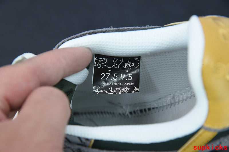 A Bathing Ape Bape Sta Sk8 Gray And Yellow Embossed Patent Leather