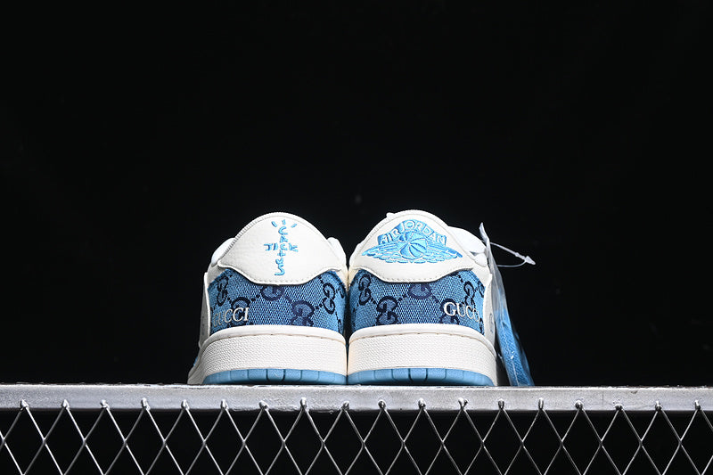 Travis Scott Fragment Design Nike Air Jordan 1 Low Gucci OG SP Blue White Sneakers