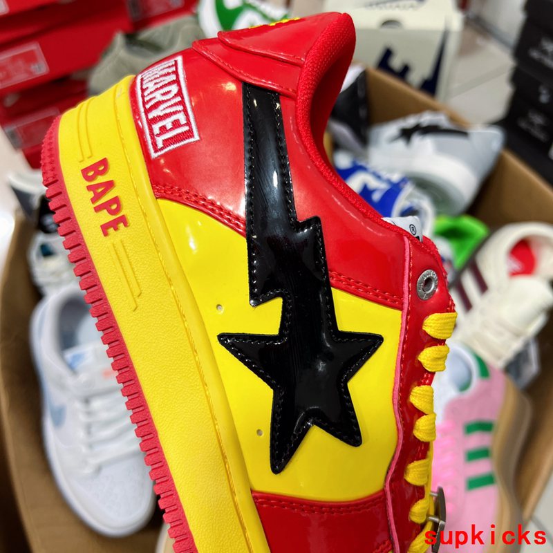 A Bathing Ape Bape Sta Marvel Comics Red Yellow Patent Leather
