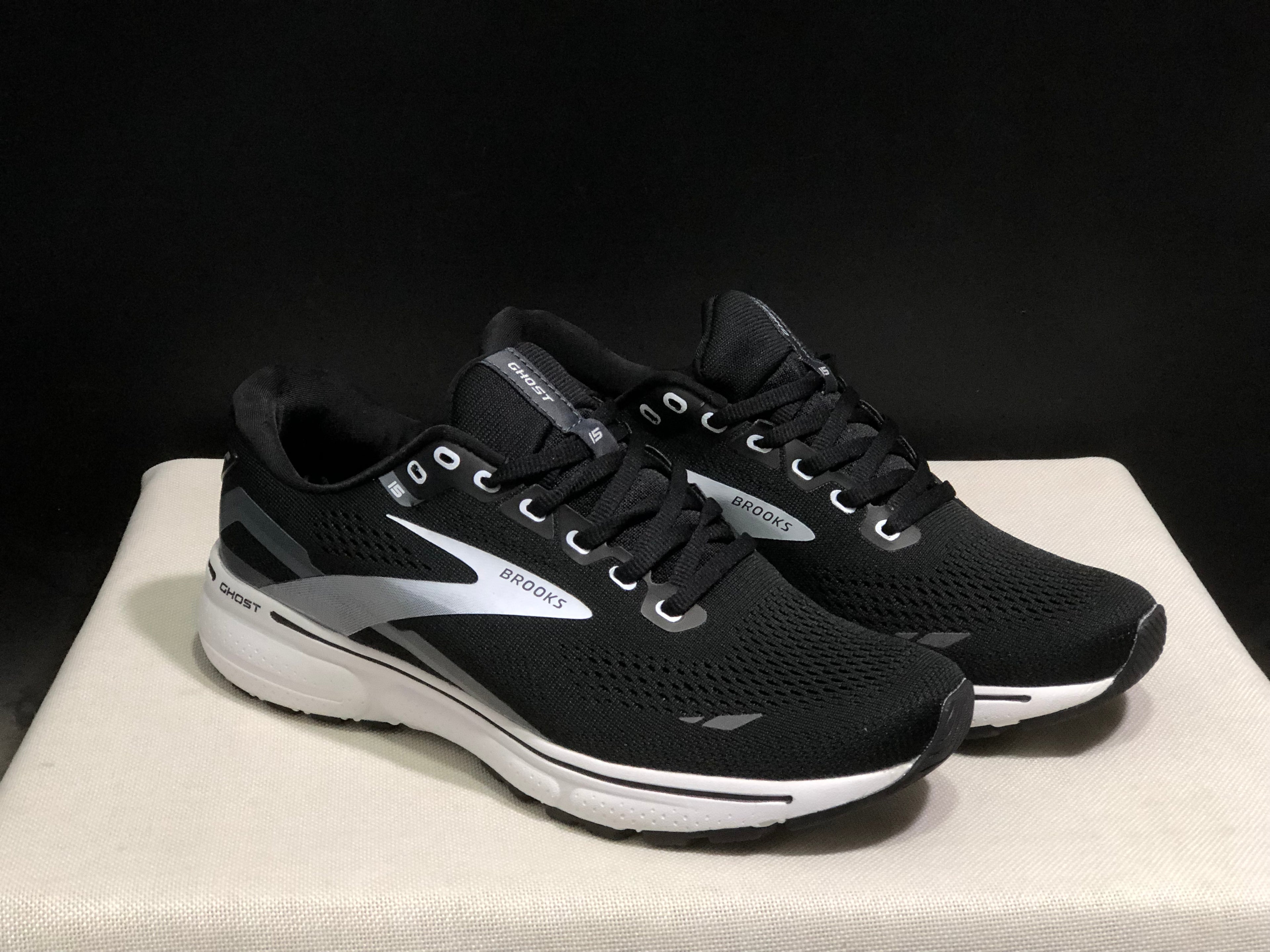 Brooks Ghost 15 Shock-absorbing Wear-resistant Low-top Running Shoes Colid Light Gray/Nave Blue