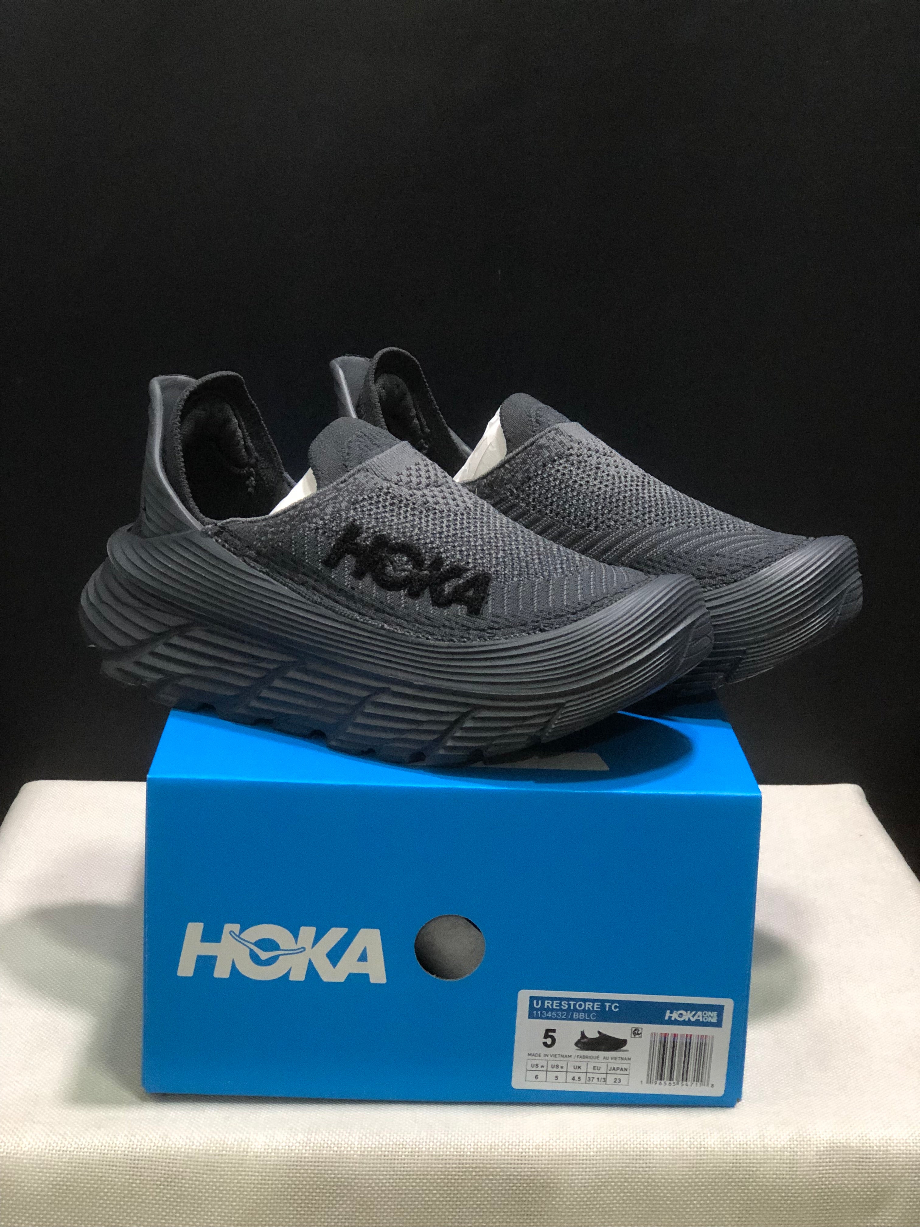 Hoka One One Restore TC Elastic Comfortable Low-top Running Shoes Sneakers Dark Grey