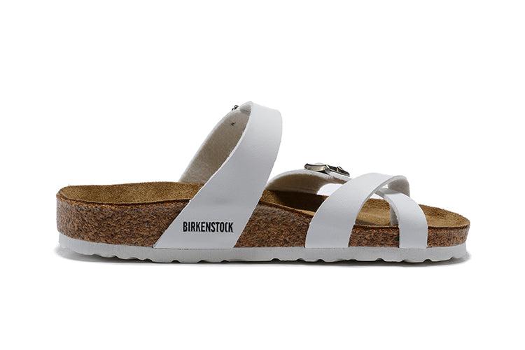 Birkenstock Madrid White Single-Snap Comfort Toe-Loop Leather Sandals
