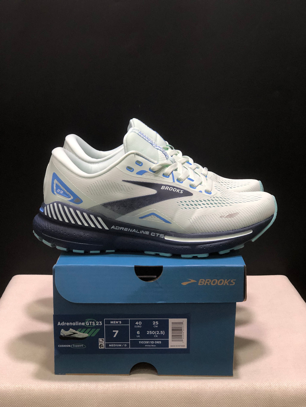 Brooks Adrenaline GTS 23 Shock-absorbing Wear-resistant Low-top Running Shoes White/Blue