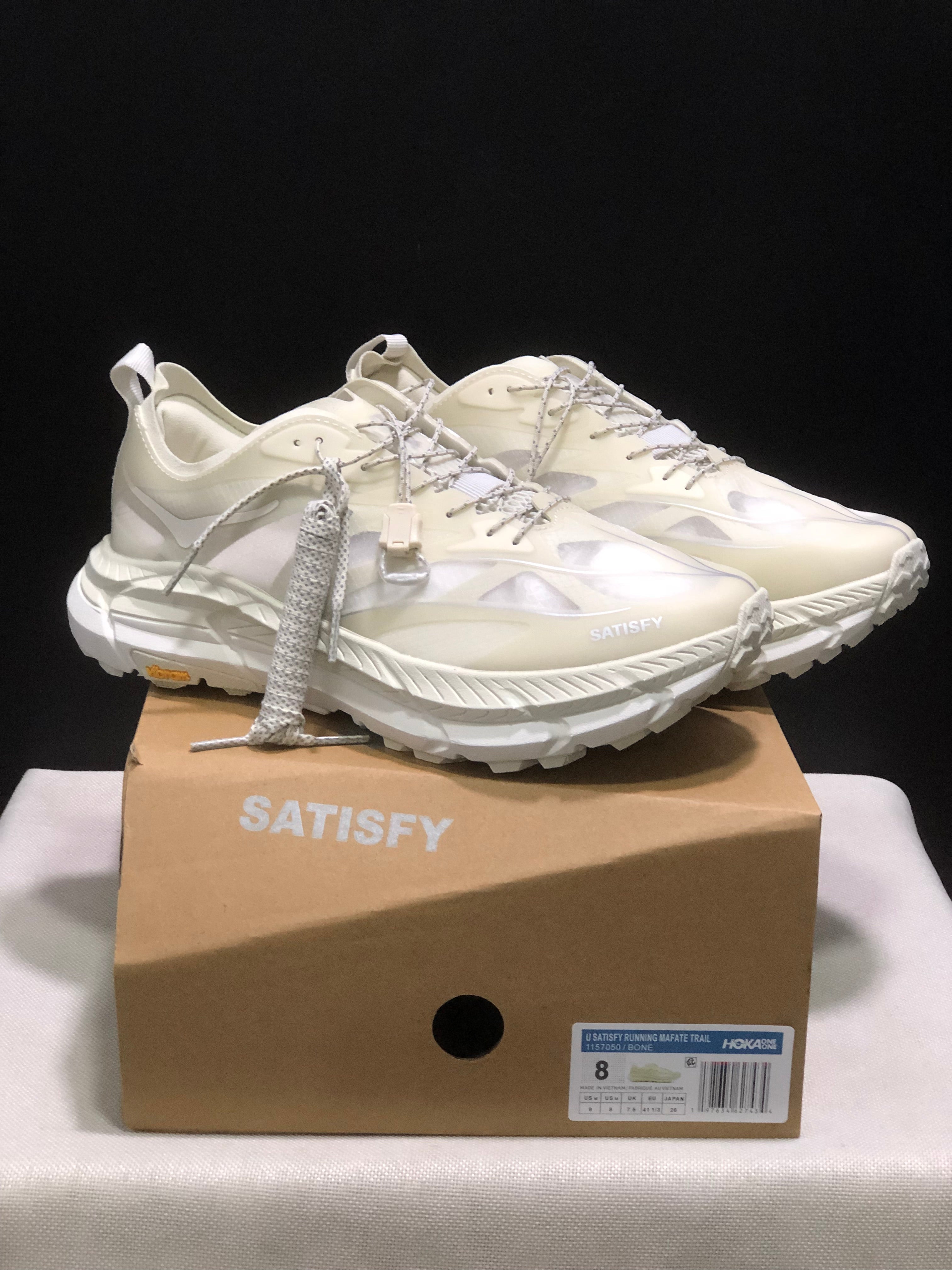 Hoka One One Satisfy x Mafate Speed 4 Breathable Fashion Running Shoes Sneakers White