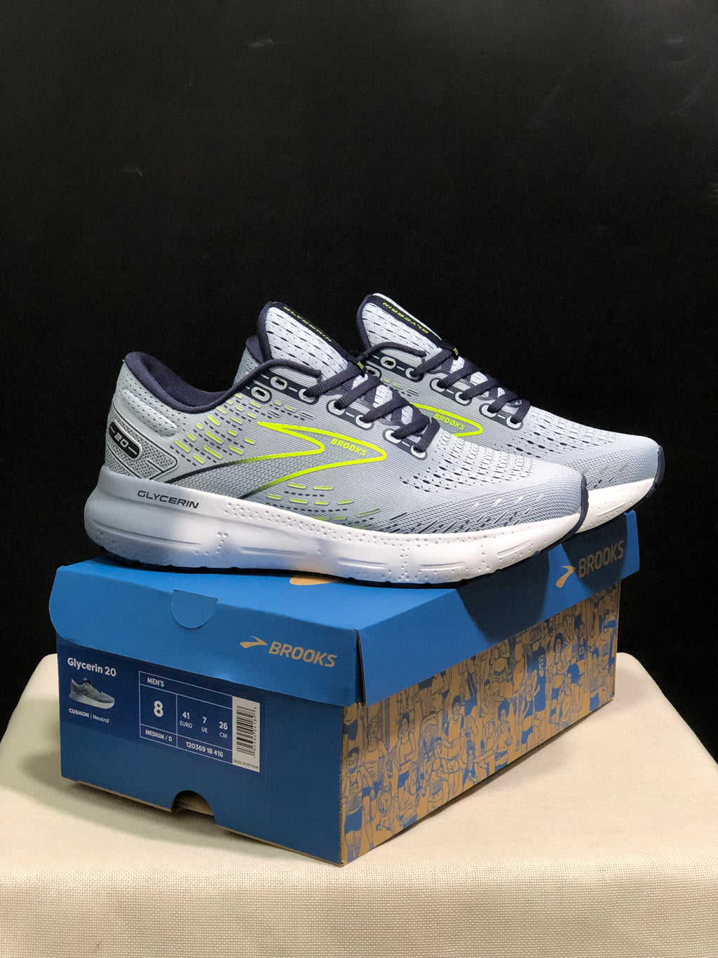 Brooks Glycerin GTS 20 Shock-absorbing Wear-resistant Running Shoes Grey/Fluorescent Green