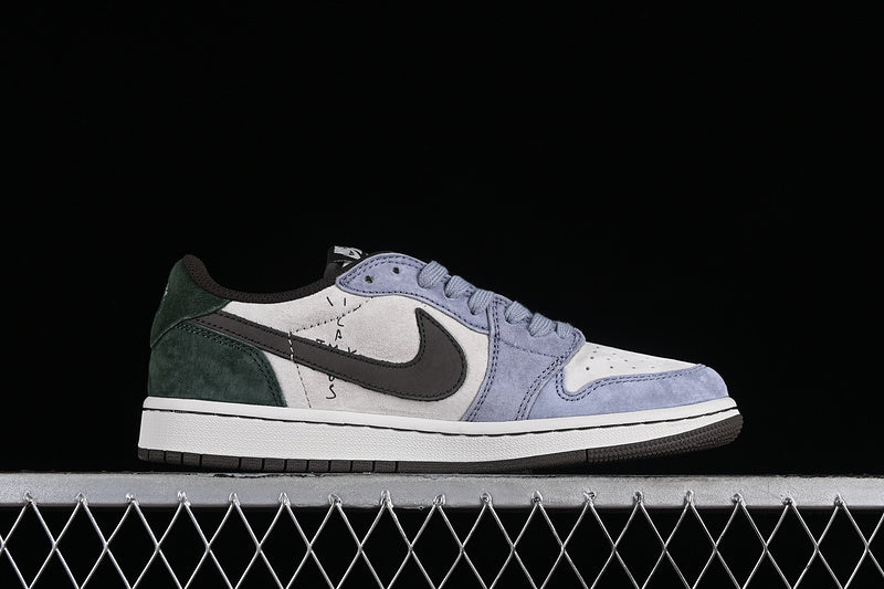 Travis Scott Nike Air Jordan 1 Low OG White Blue Brown Green Sneakers