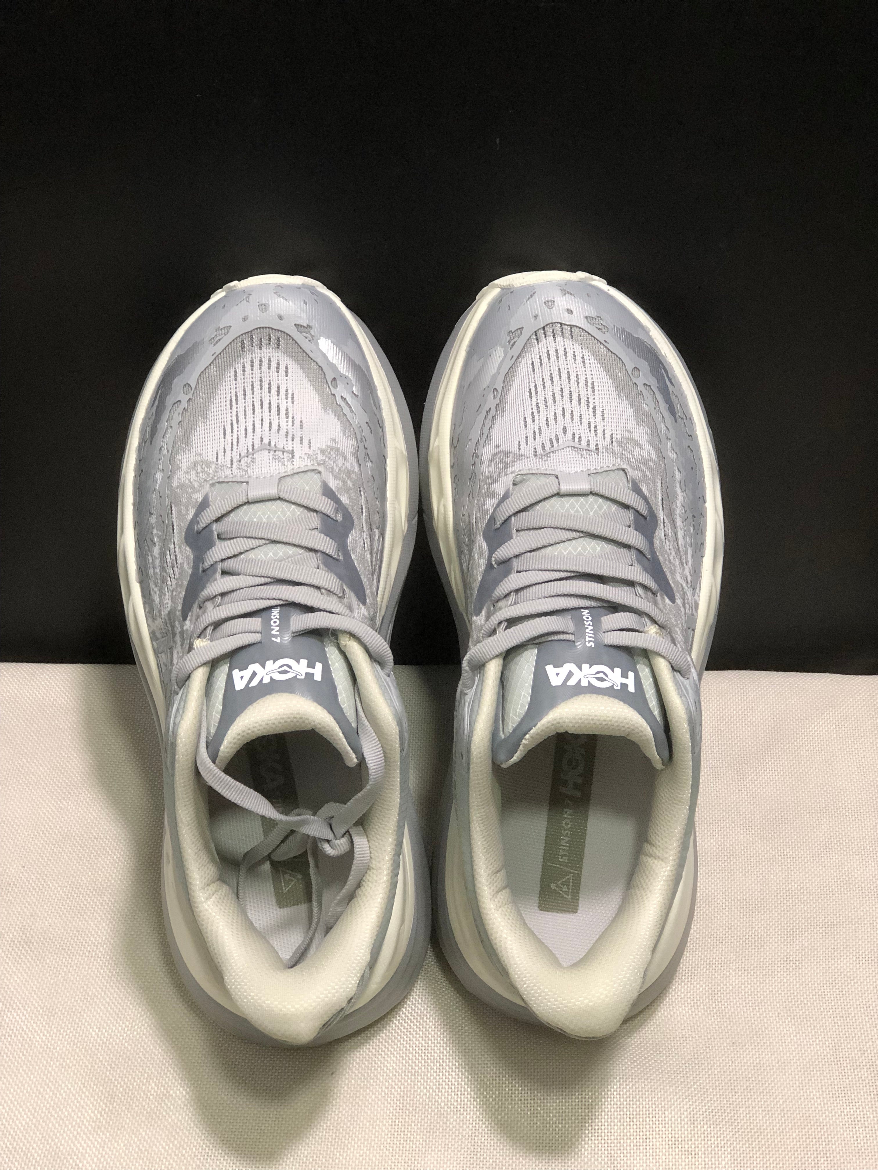 Hoka One One Stinson 7 Comfortable Anti-slip Outdoor Running Shoes Sneakers Silver