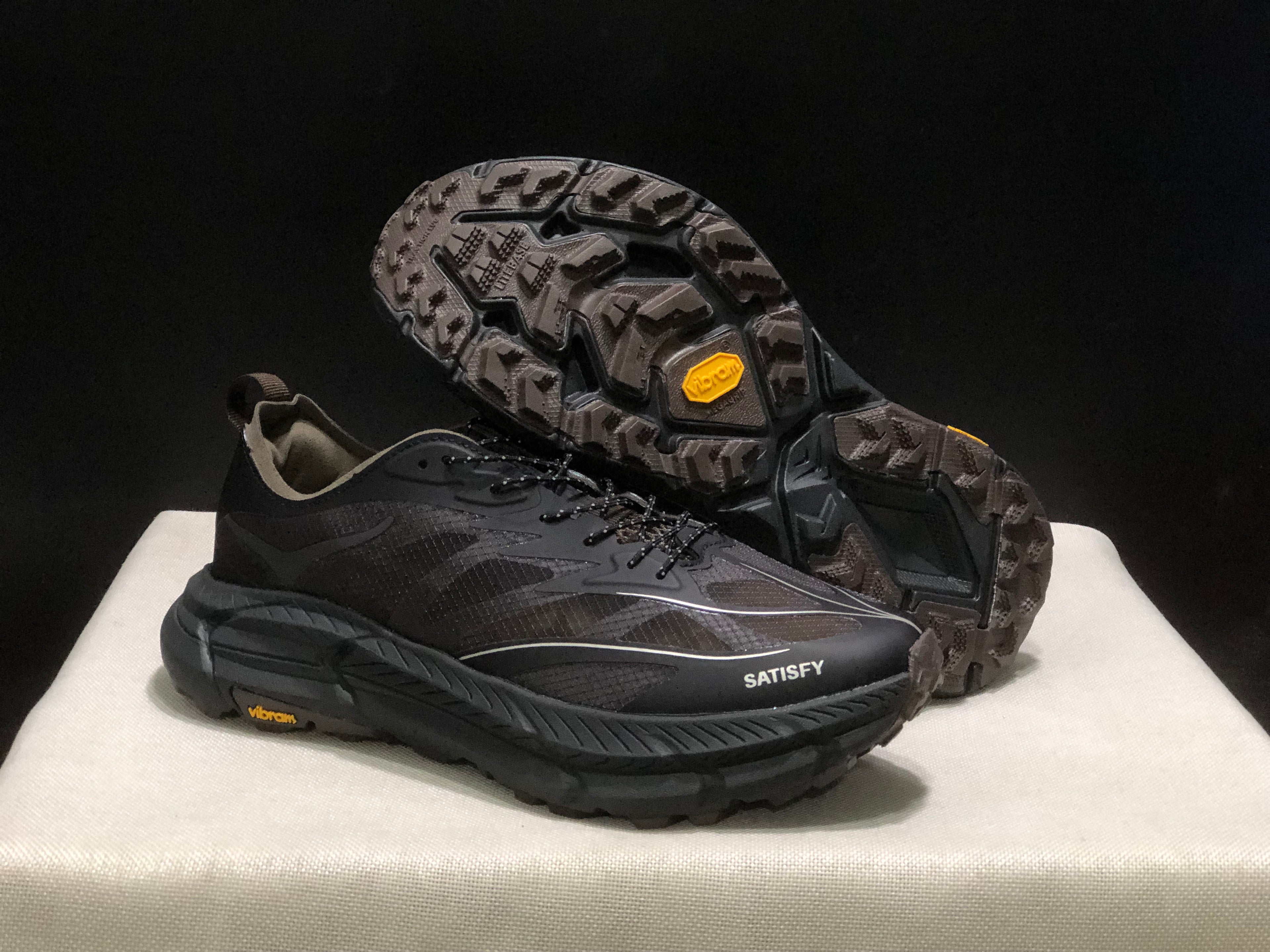 Hoka One One Satisfy x Mafate Speed 4 Breathable Fashion Running Shoes Sneakers Black