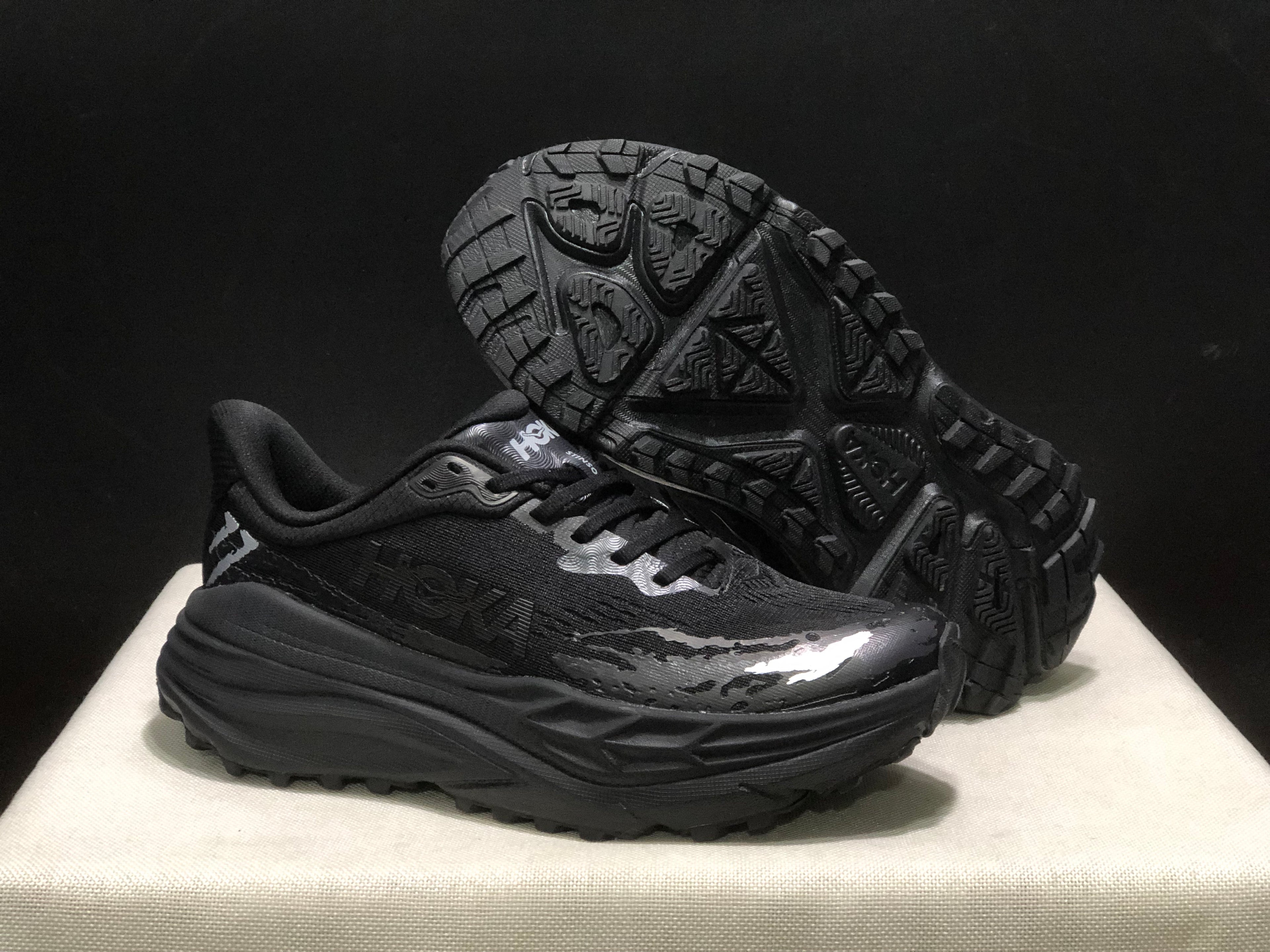 Hoka One One Stinson 7 Comfortable Anti-slip Outdoor Running Shoes Sneakers Black