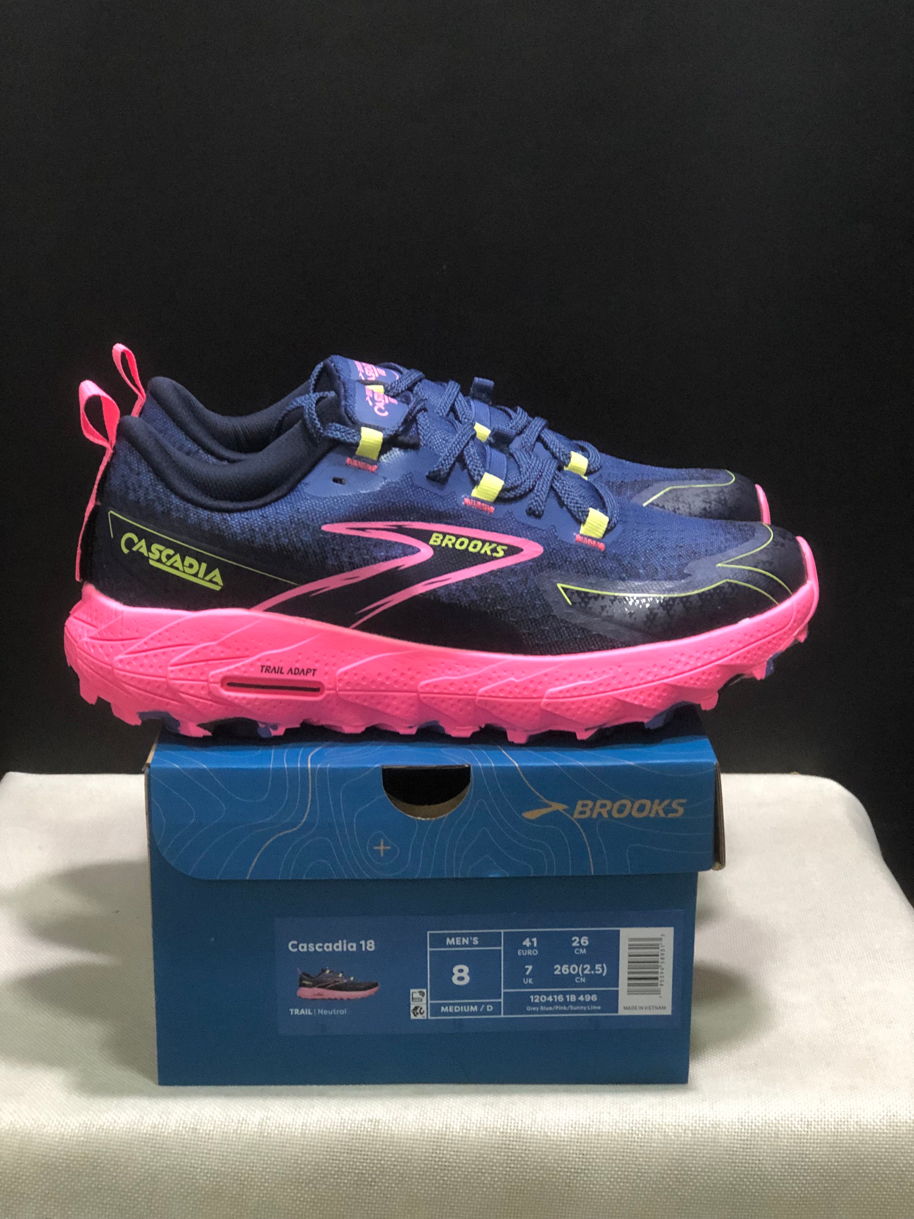 Brooks Cascadia 18 Low-top Running Shoes Grey Blue/Pink/Sunny Lime