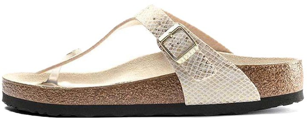 Birkenstock Gizeh Gold Python Upper Leather 1018665 Fashion Slippers