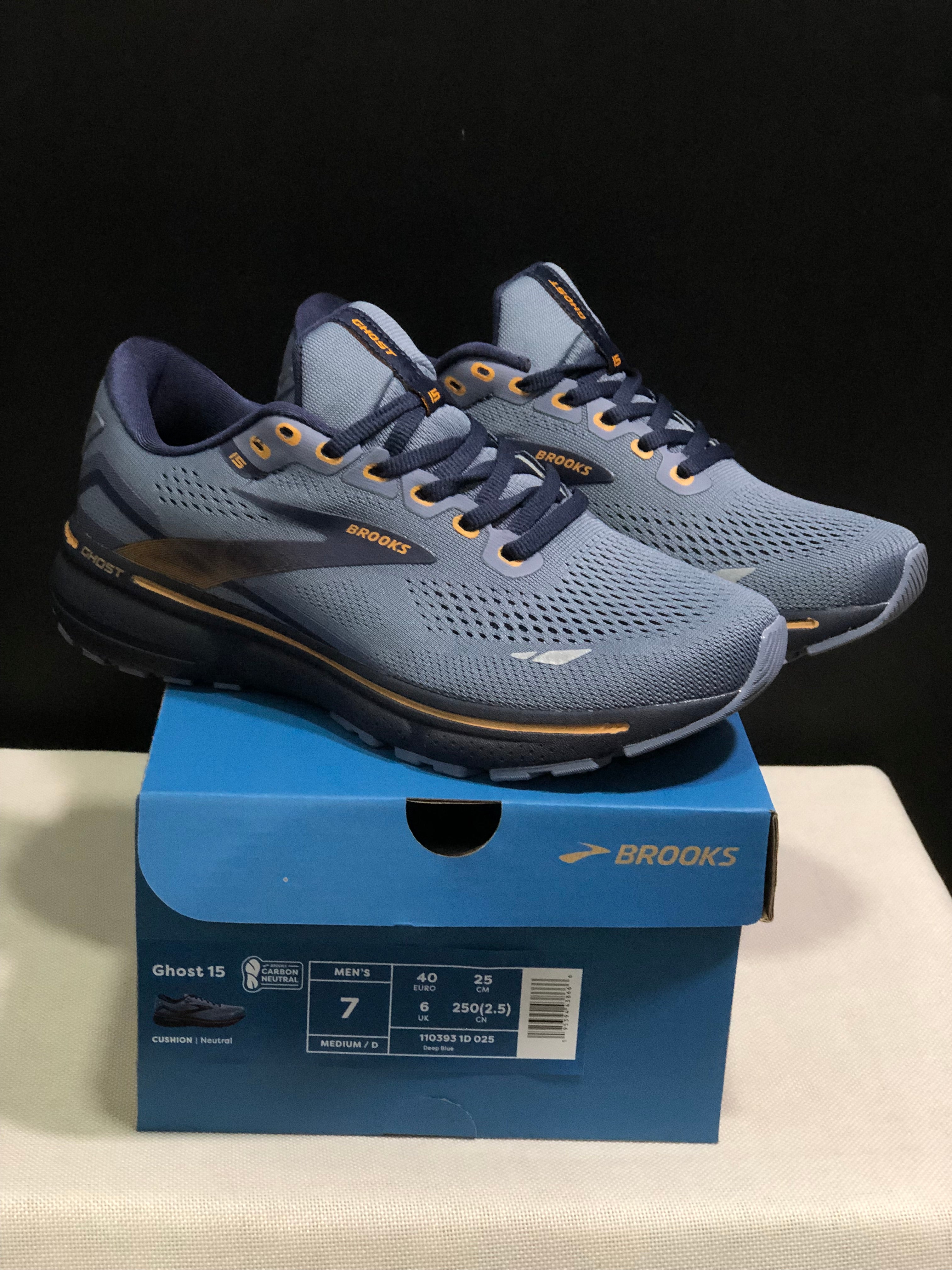 Brooks Ghost 15 Shock-absorbing Wear-resistant Low-top Running Shoes Deep Blue