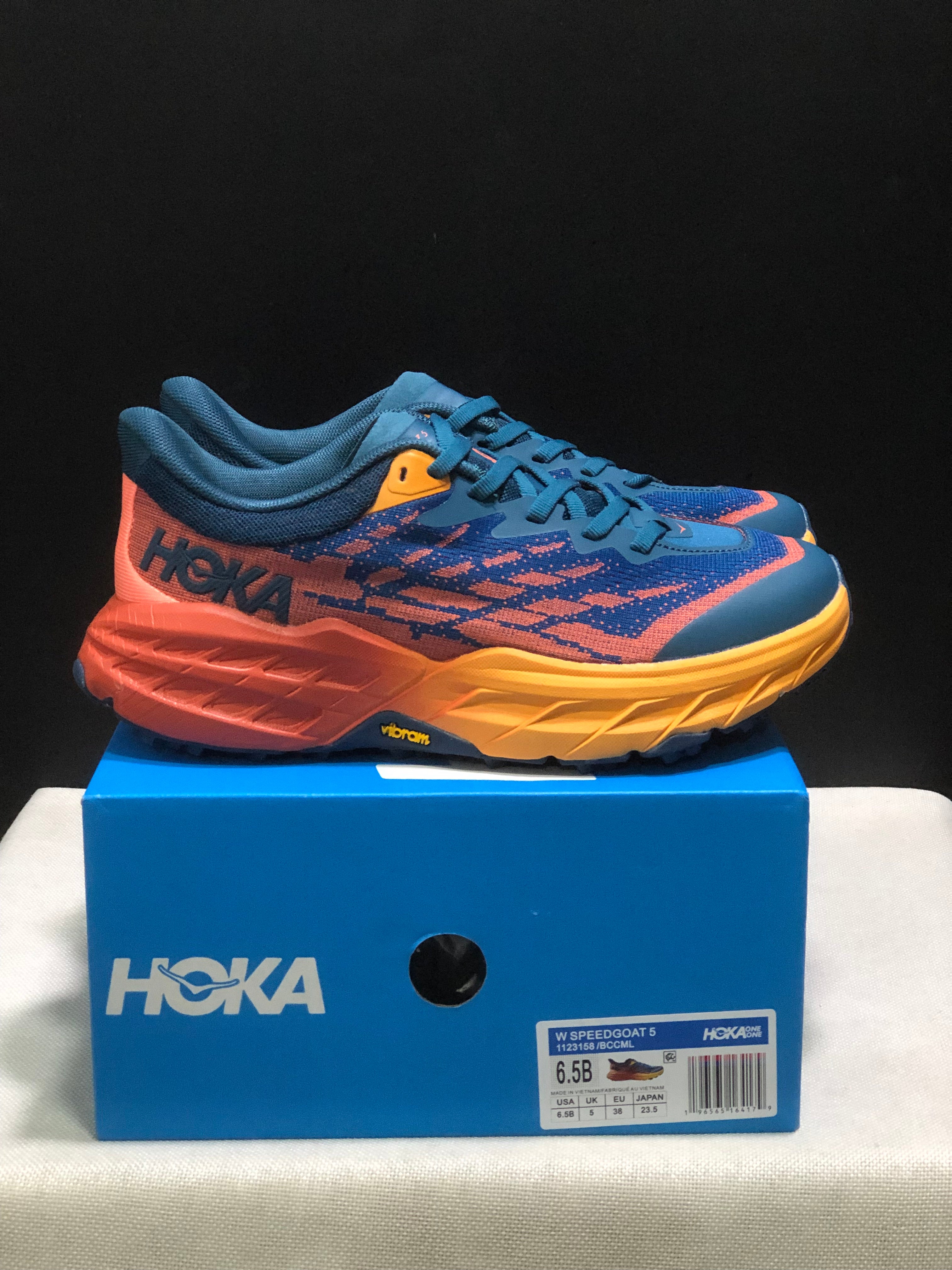 Hoka One One Speedgoat 5 Blue/Orange Trail Running Shoes Sneakers