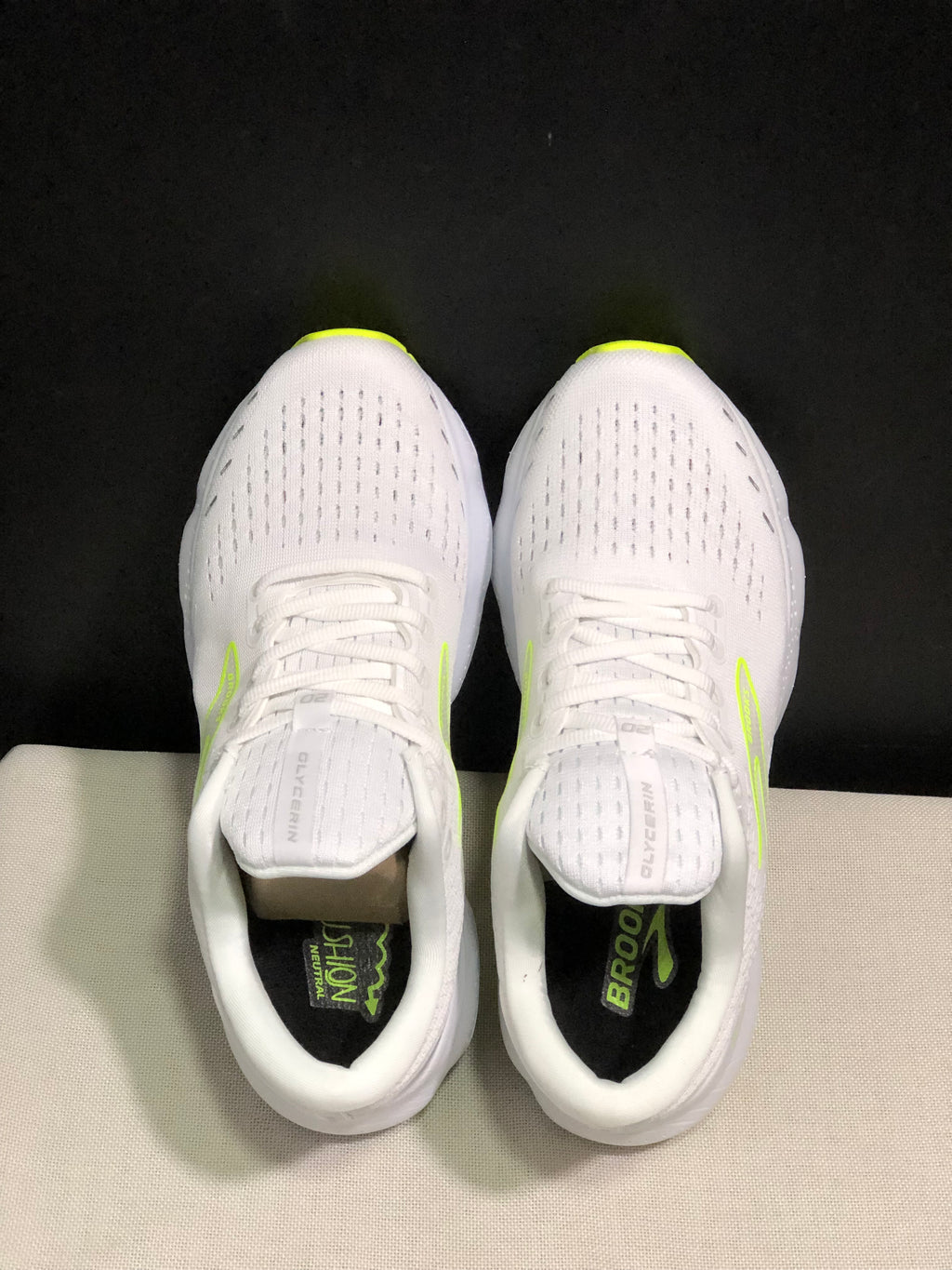 Brooks Glycerin GTS 20 Shock-absorbing Wear-resistant Running Shoes White/Fluorescent Green