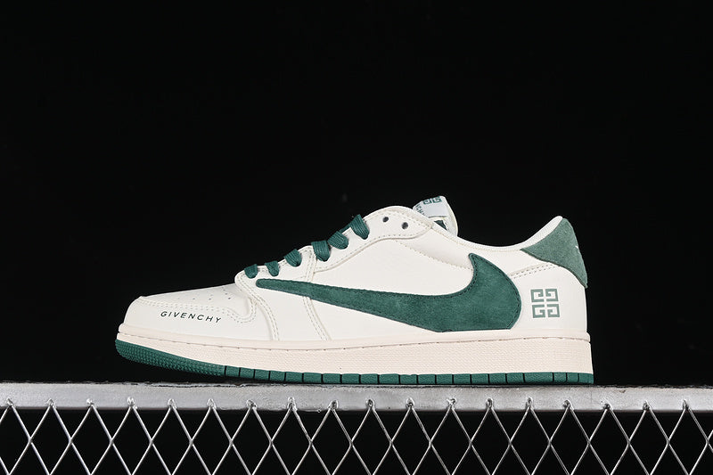 Travis Scott Fragment Design Nike Air Jordan 1 Low OG SP Green White Sneakers