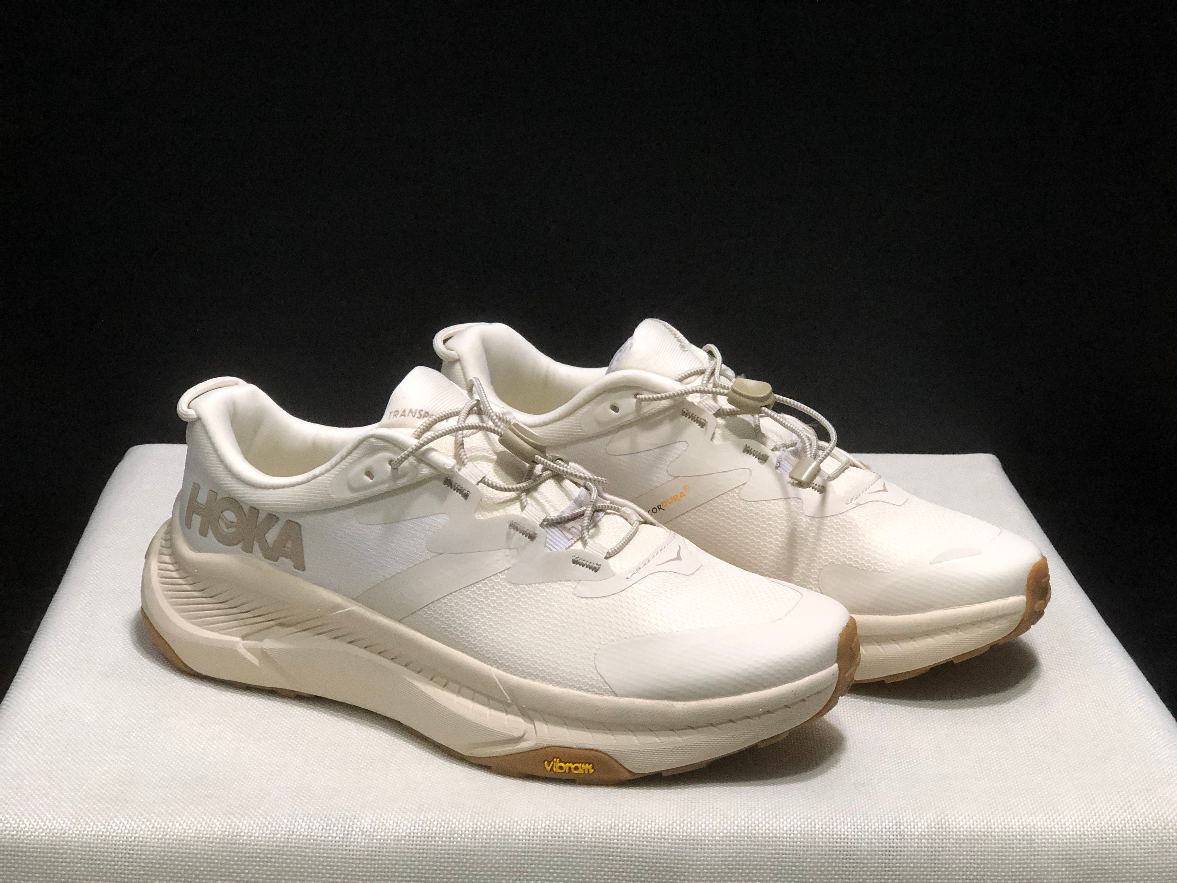 Hoka One One Transport Drawstring Low-top Running Shoes Sneakers Cream