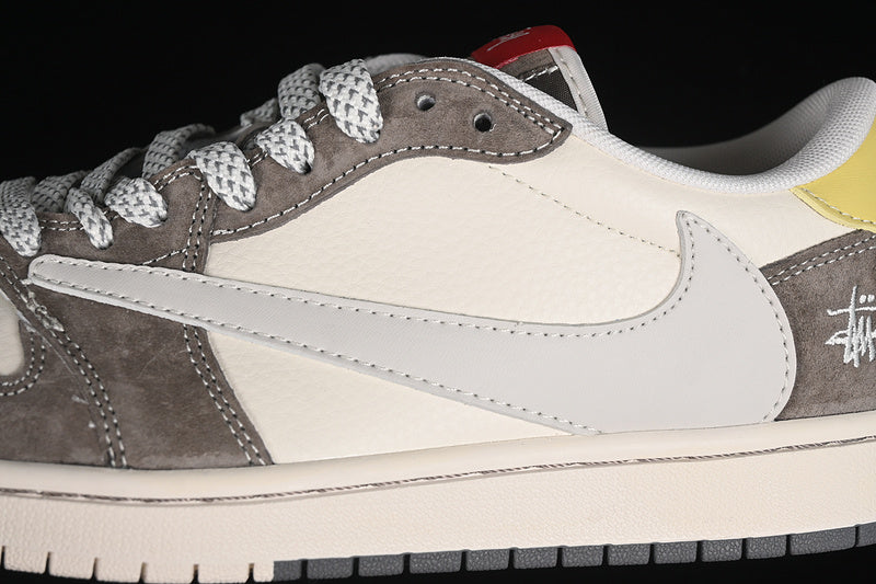 Travis Scott Fragment Design Nike Air Jordan 1 Low OG SP Light Brown White Sneakers