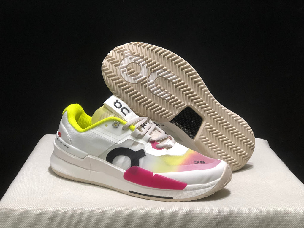 On Running The Roger Pro 2 Breathable Mesh Training Running Shoes White/Lemon Yellow/Rose Red