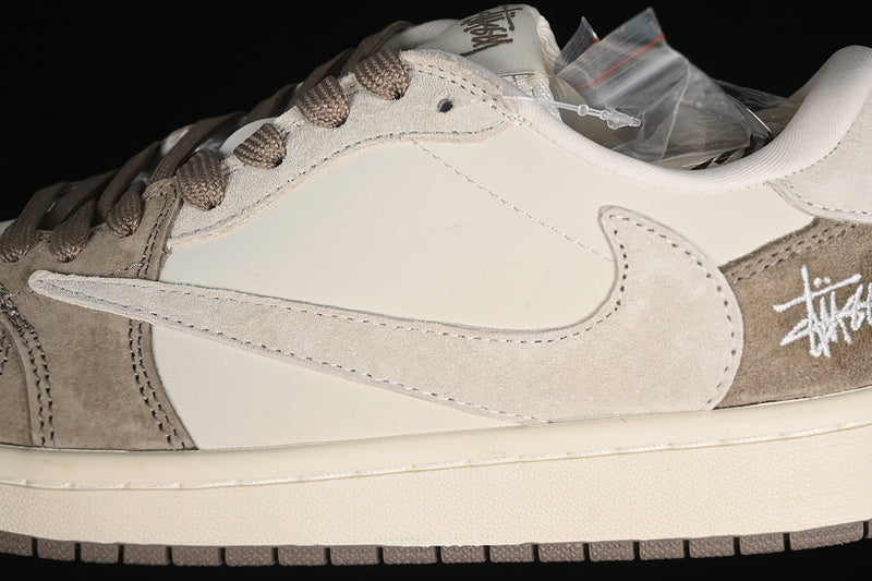 Travis Scott Fragment Design Nike Air Jordan 1 Low OG SP Beige Khaki Sneakers