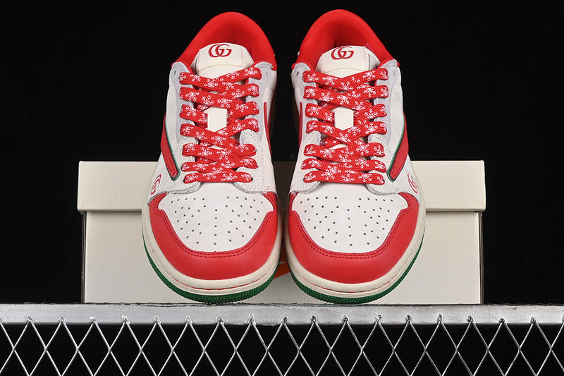 Travis Scott Fragment Design Nike Air Jordan 1 Low OG SP Green Sole Red White Sneakers