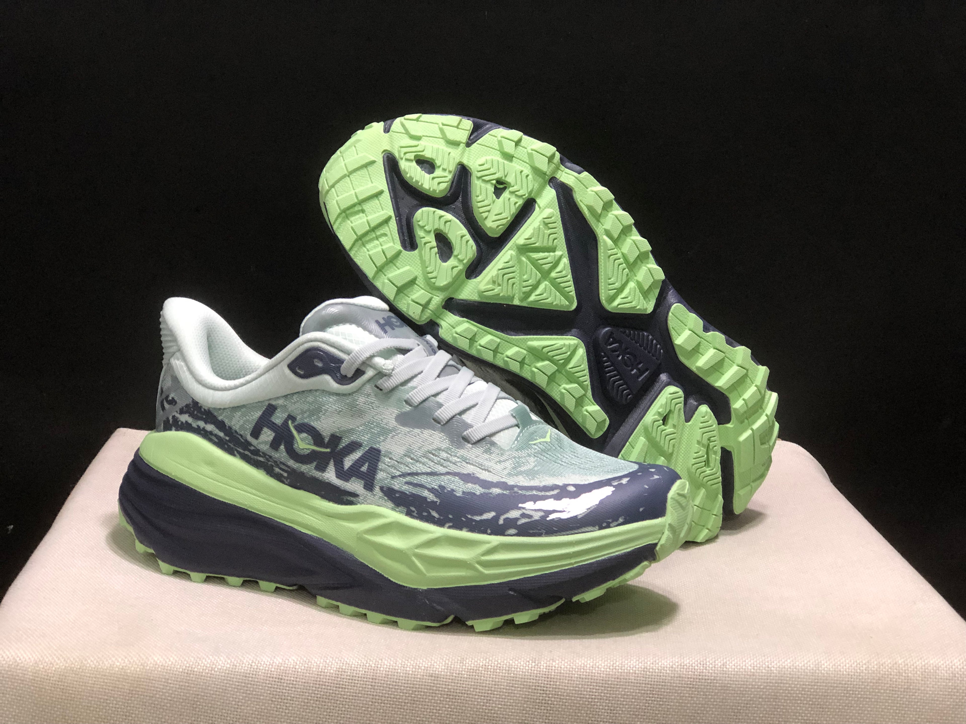 Hoka One One Stinson 7 Comfortable Anti-slip Running Shoes Camouflage/Light Green