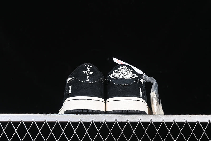 Travis Scott Fragment Design Nike Air Jordan 1 Low Gloomy Bear OG SP Black White Sneakers