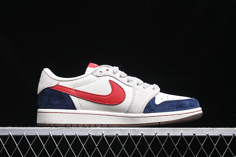 Travis Scott Fragment Design Nike Air Jordan 1 Low OG SP Red Blue White Fashion Sneakers