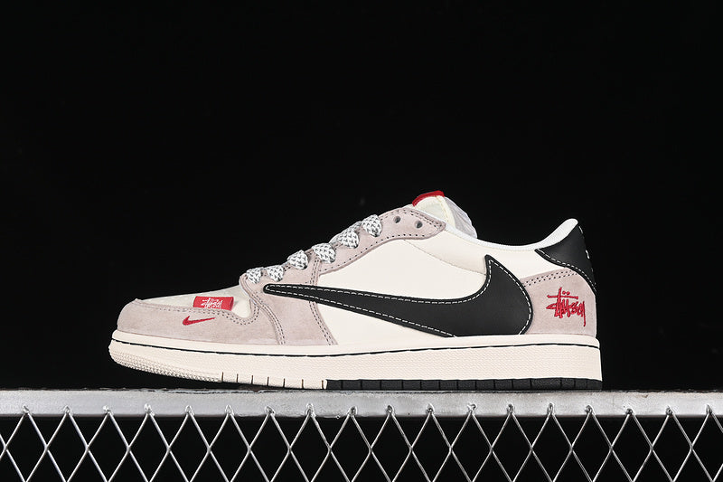 Travis Scott Fragment Design Nike Air Jordan 1 Low OG SP Black Light Brown White Sneakers