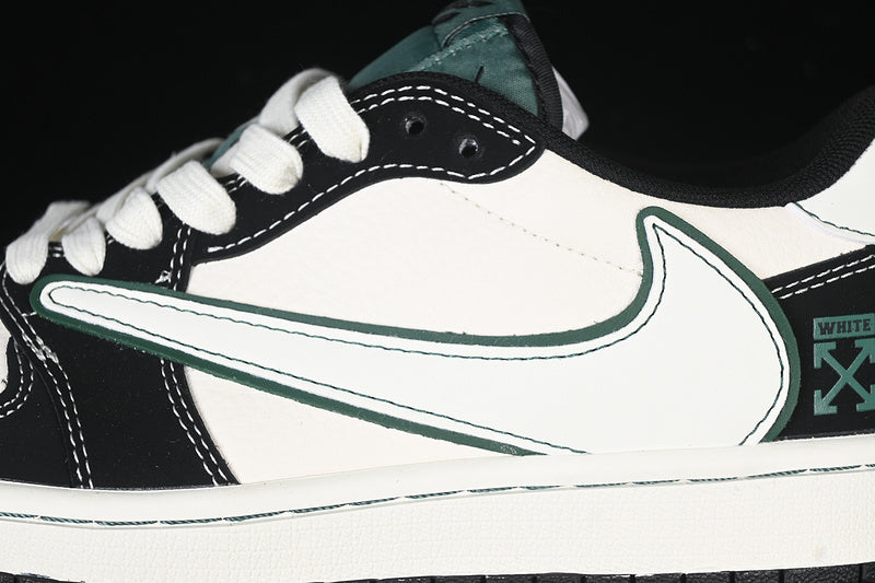 Travis Scott Fragment Design Nike Air Jordan 1 Low OG SP Black White Green Sneakers