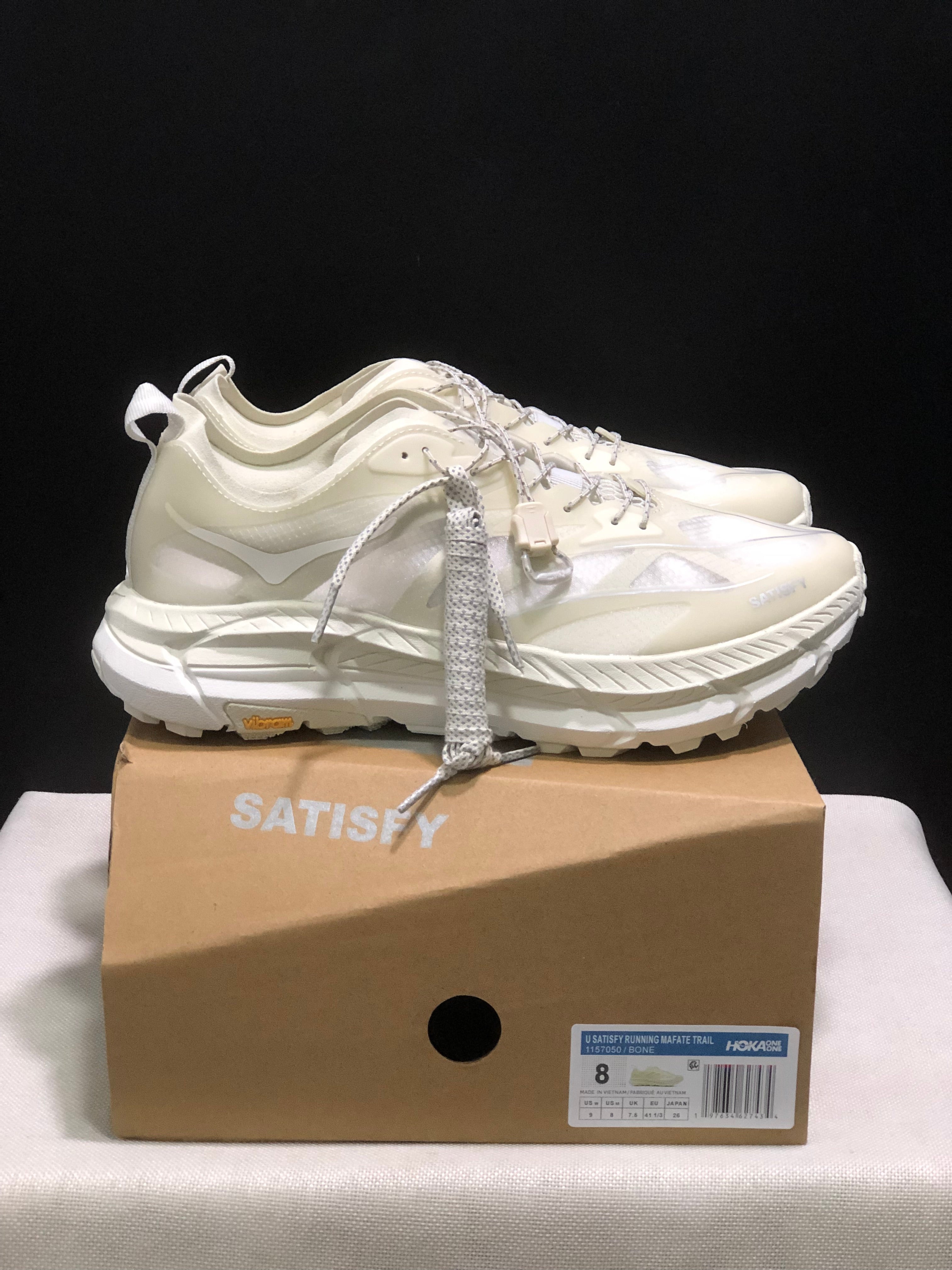 Hoka One One Satisfy x Mafate Speed 4 Breathable Fashion Running Shoes Sneakers White