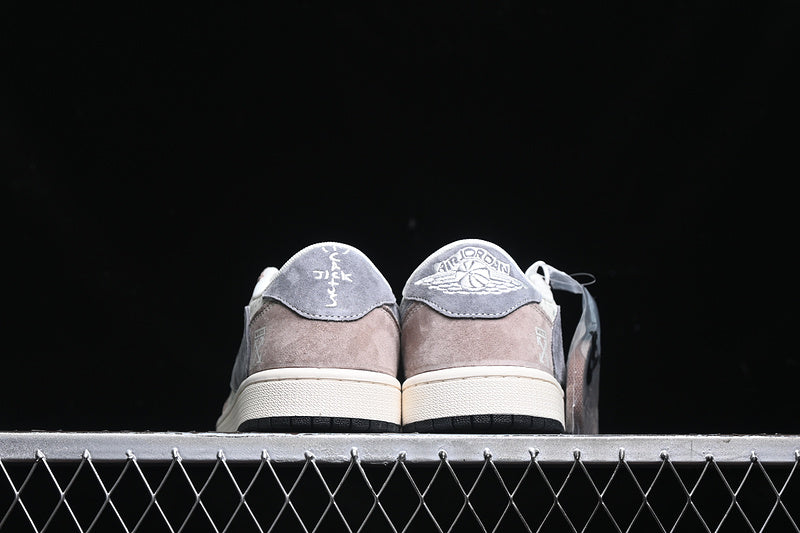 Travis Scott Fragment Design Nike Air Jordan 1 Low OG SP Grey White Light Brown Sneakers