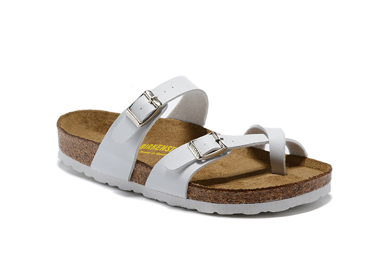 Birkenstock Madrid White Single-Snap Comfort Toe-Loop Leather Sandals