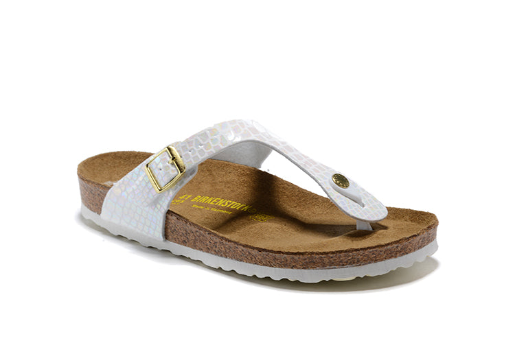 Birkenstock Gizeh Multicolor Reflection White Snakeskin Flip Flops Leather Sandals