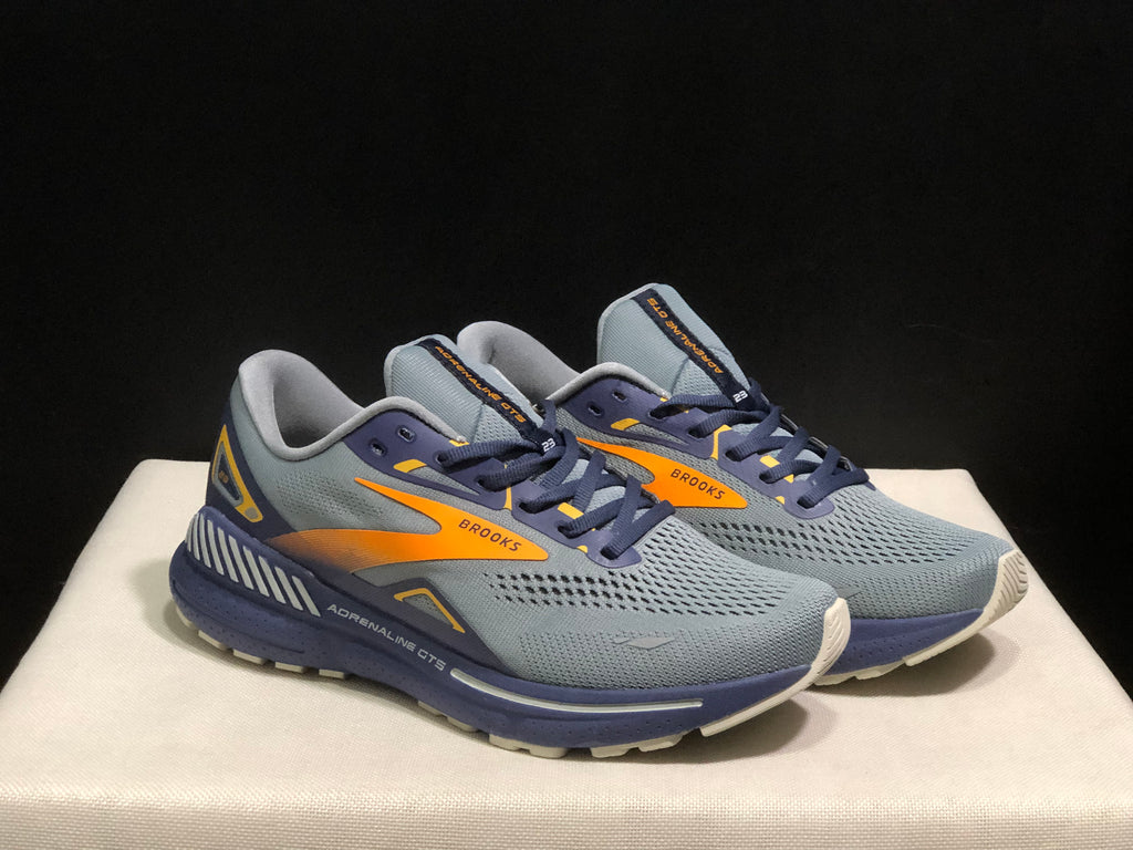 Brooks Adrenaline GTS 23 Shock-absorbing Wear-resistant Low-top Running Shoes Grey/Blue Orange
