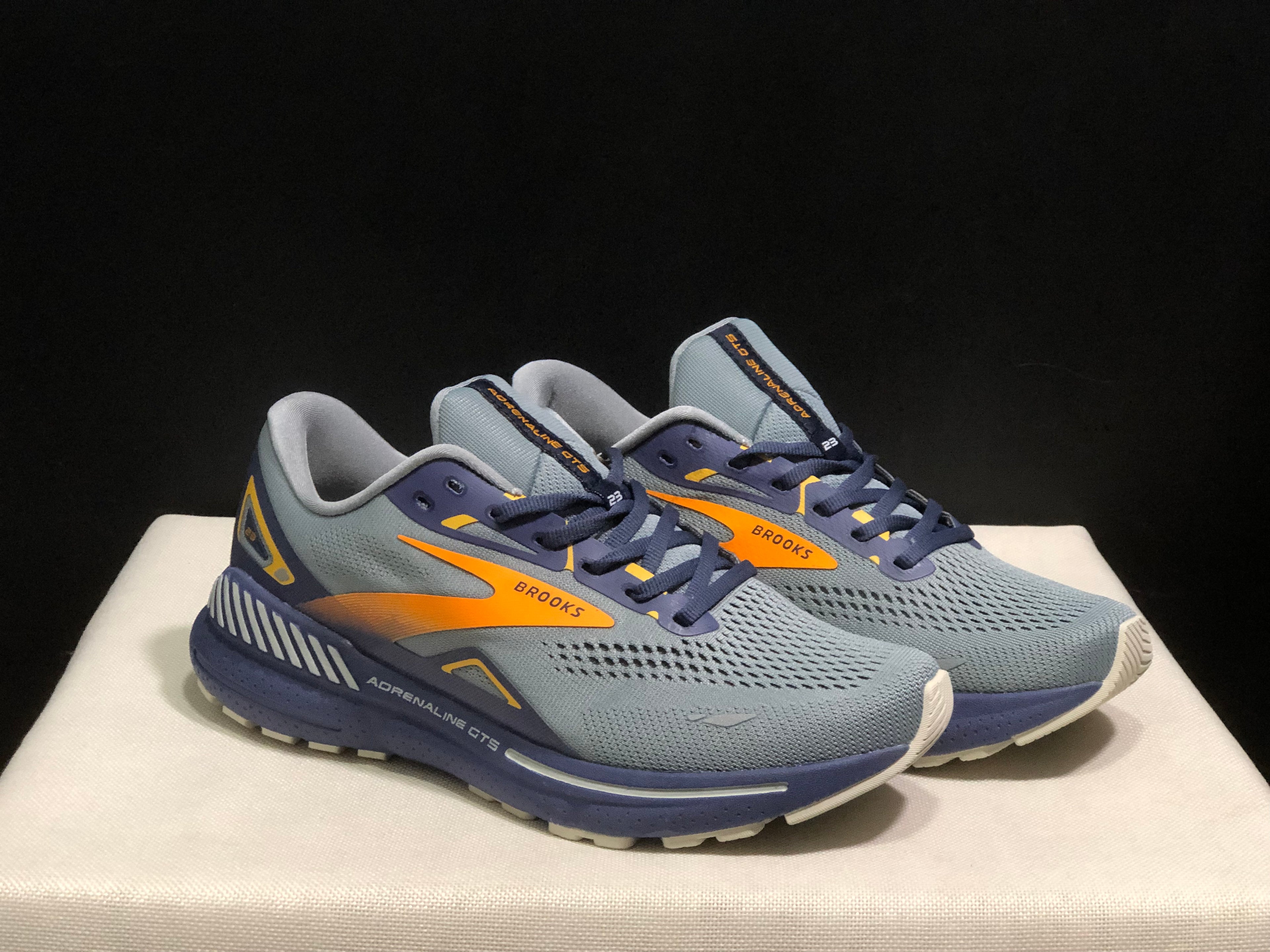 Brooks Adrenaline GTS 23 Shock-absorbing Wear-resistant Low-top Running Shoes Grey/Blue Orange