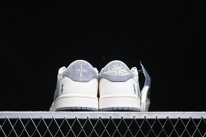 Travis Scott Fragment Design Nike Air Jordan 1 Low Gloomy Bear OG SP Grey White Sneakers