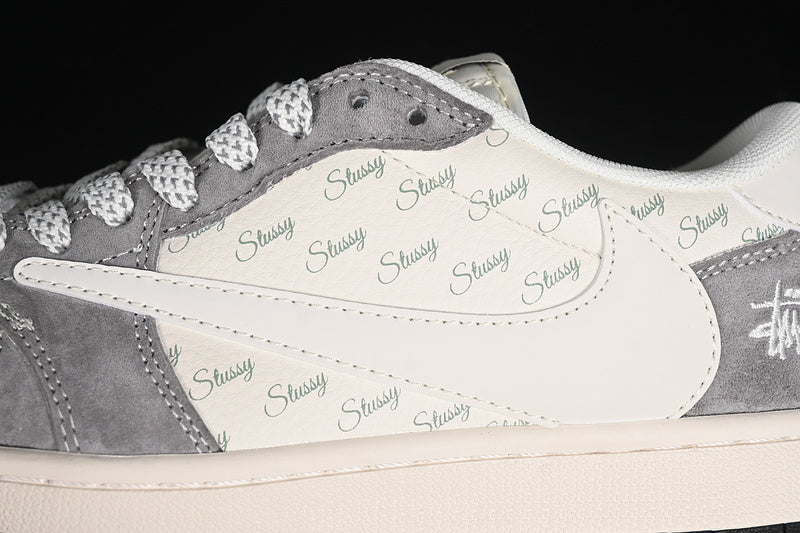 Travis Scott Fragment Design Nike Air Jordan 1 Low OG SP Light Grey White Sneakers