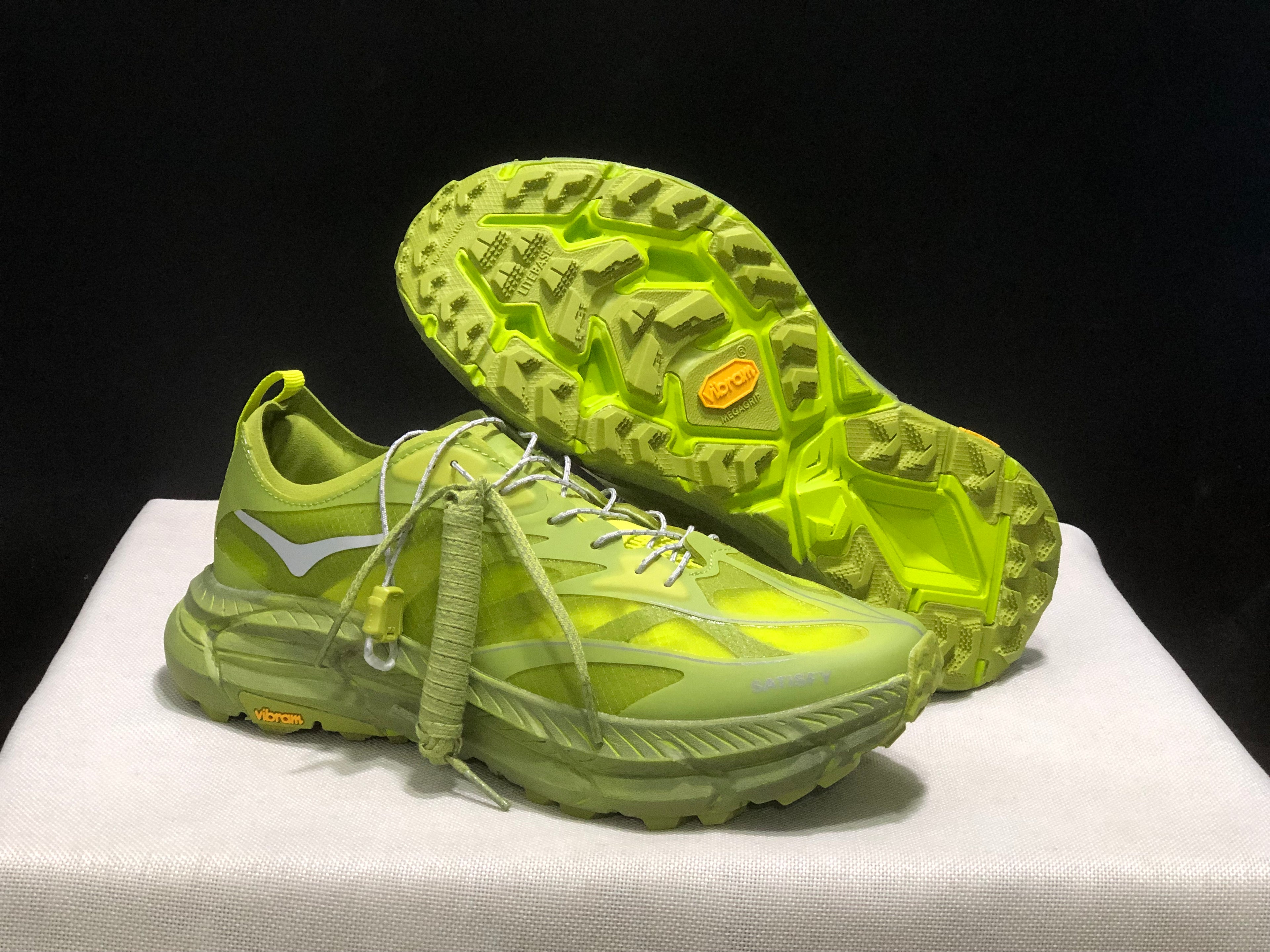 Hoka One One Satisfy x Mafate Speed 4 Breathable Fashion Running Shoes Sneakers Green