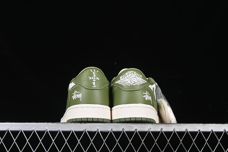 Travis Scott Fragment Design Nike Air Jordan 1 Low OG SP White Green Sneakers