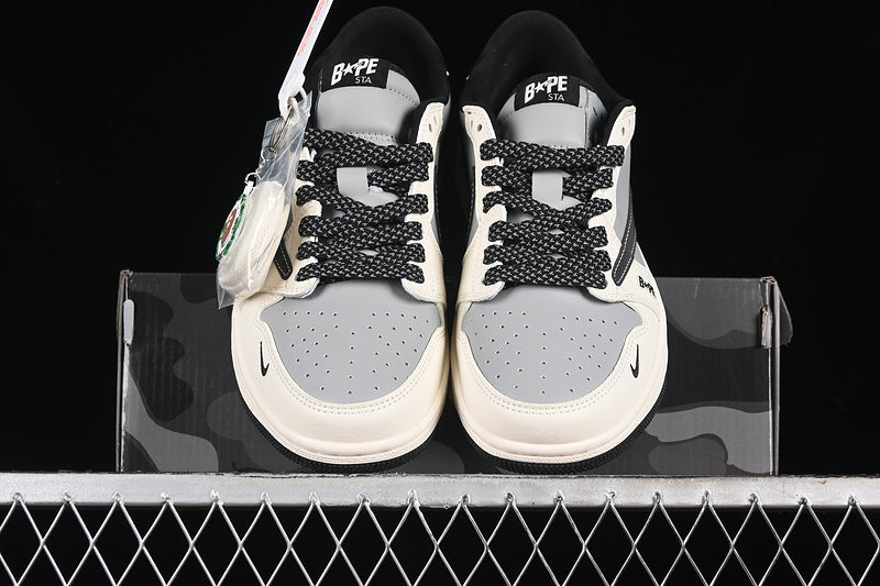 Travis Scott Fragment Design Nike Air Jordan 1 Low OG SP Black White Grey Fashion Sneakers