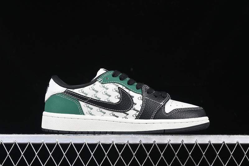Travis Scott Fragment Design Nike Air Jordan 1 Low OG SP White Black Green Sneakers